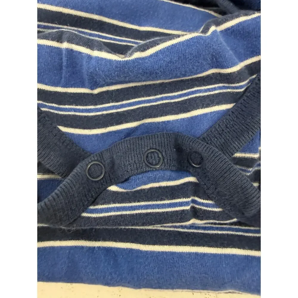 Vintage Children's Place Long Sleeve Bodysuit Blue Stripes 100% Cotton 4T